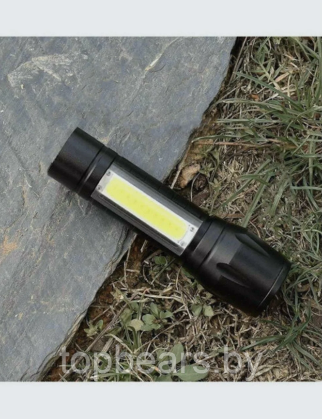 Фонарь LED + COВ 27-18 аккумуляторный / фокусировка луча / боковая подсветка (microusb)+пластиковый бокс) - фото 3 - id-p224787847