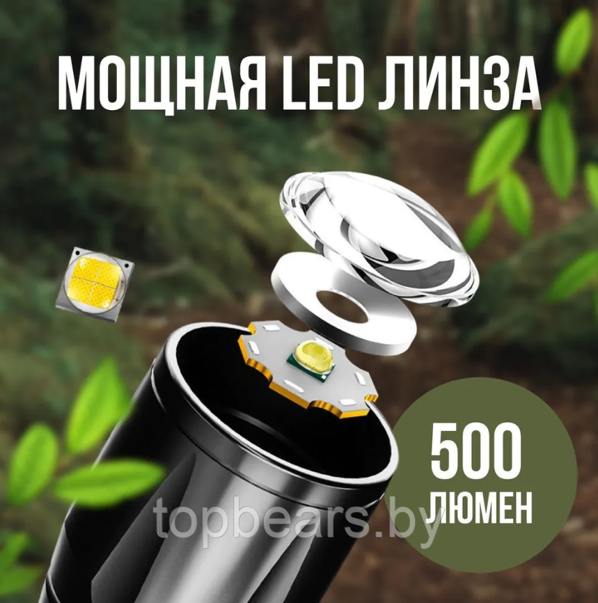 Фонарь LED + COВ 27-18 аккумуляторный / фокусировка луча / боковая подсветка (microusb)+пластиковый бокс) - фото 4 - id-p224787847