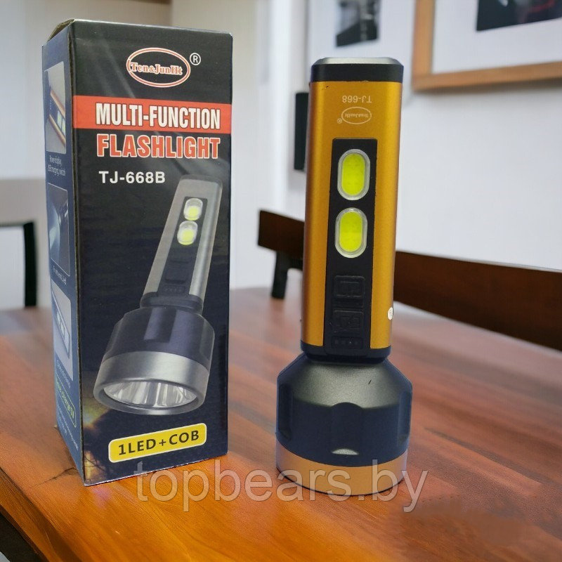 Фонарь аккумуляторный Multifunction Flashlight TJ-668А / 4 режима, LED+СОВ, USB-зарядка - фото 1 - id-p224787895