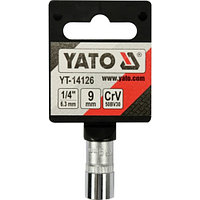 YT-14126 Головка торцевая 1/4" 6гр. 9мм L25мм CrV на держателе "Yato"
