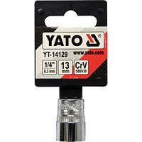 YT-14129 Головка торцевая 1/4" 6гр. 13мм L25мм CrV на держателе "Yato"