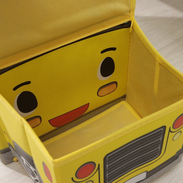 Короб стеллажный для хранения с крышкой «Школьный автобус», 55×25×25 см, 2 отделения, цвет жёлтый - фото 6 - id-p224791806
