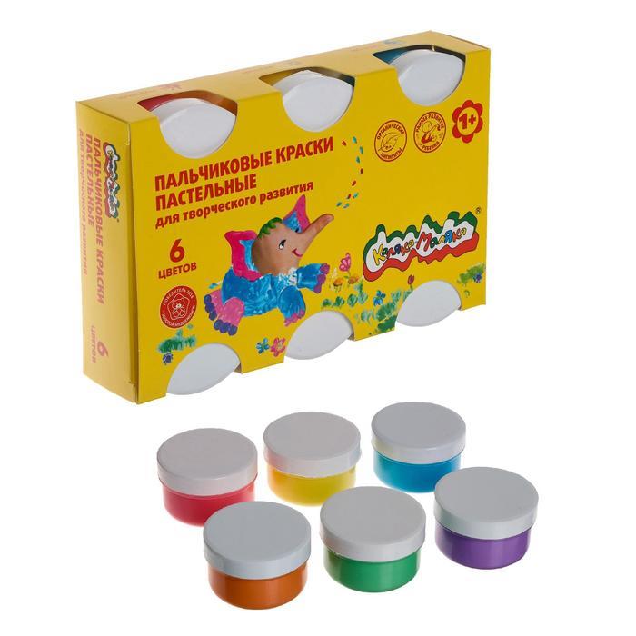 Краски пальчиковые пастельные, набор 6 цветов х 60 мл, "Каляка-Маляка", для малышей - фото 1 - id-p224792105