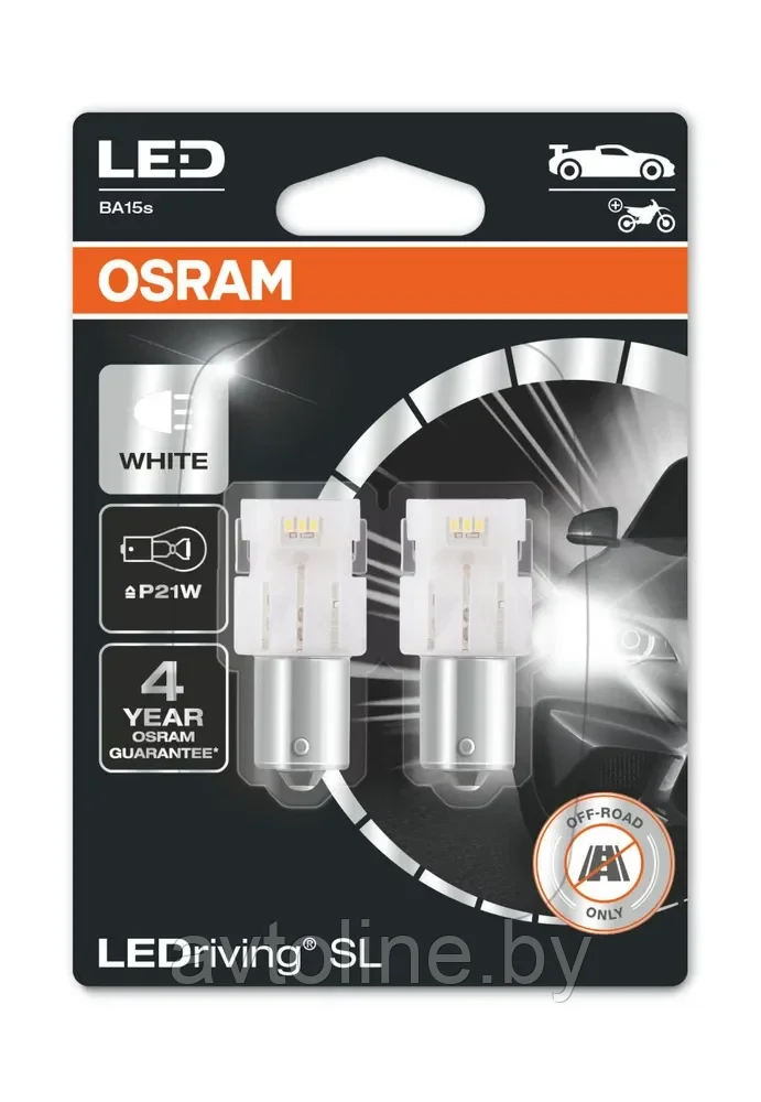 Лампа светодиодная P21W OSRAM LEDriving SL 12V 6000K (комплект 2шт) 7506DWP-02B