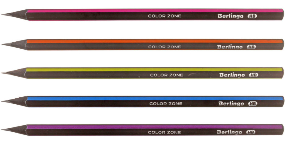Карандаш чернографитный Berlingo Color Zone твердость грифеля ТМ, без ластика, с декоративным наконечником, - фото 1 - id-p224794384
