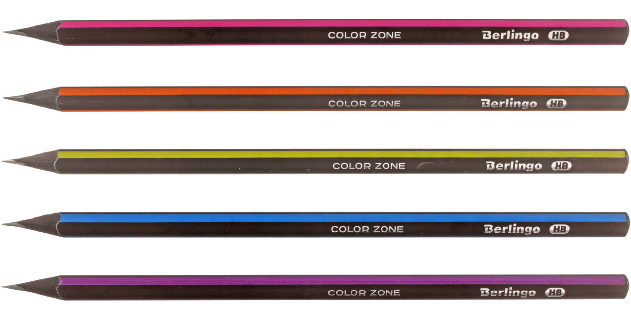 Карандаш чернографитный Berlingo Color Zone твердость грифеля ТМ, без ластика, с декоративным наконечником, - фото 2 - id-p224794384