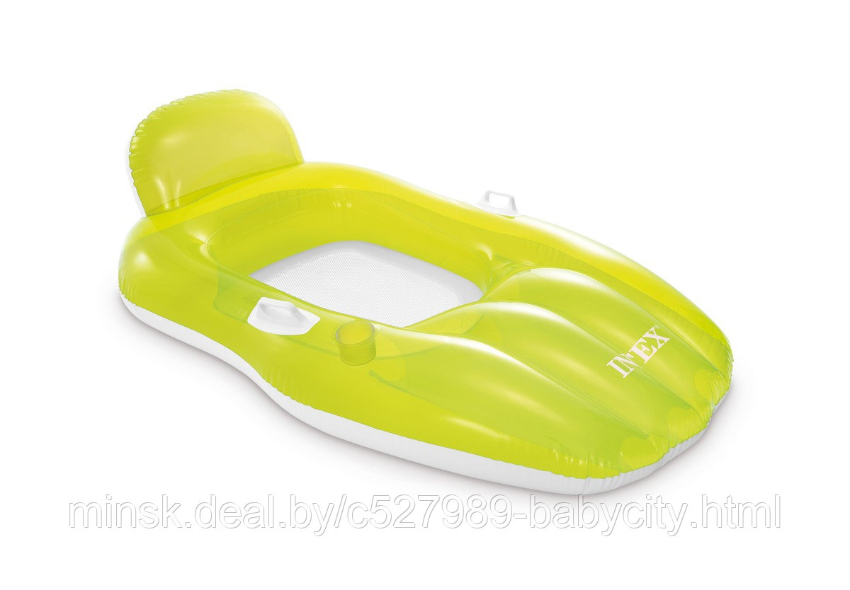 Надувное кресло-шезлонг Intex Chill Lounge 56805 163x104 см с подушкой, салатовый