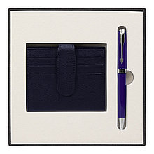 Набор подарочный Solution Superior Duo (ручка Universal, металл, синий/серебро, футляр для кредитных карт