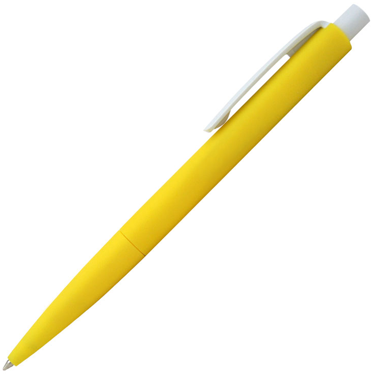Ручка шариковая, пластиковая, софт тач, желтая/белая, Танго - фото 1 - id-p224805014