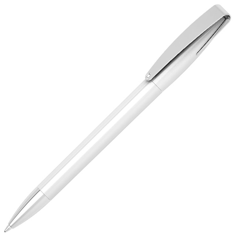 Ручка шариковая, автоматическая, пластиковая, металлическая, белая/серебристая, Cobra - фото 1 - id-p224805022