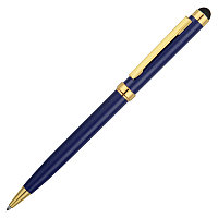 Ручка шариковая со стилусом Gold Soi, металлическая, темно-синяя/золотистая