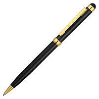Ручка шариковая со стилусом Gold Soi, металлическая, черная/золотистая