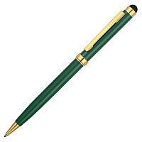 Ручка шариковая со стилусом Gold Soi, металлическая, зеленая/золотистая