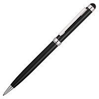 Ручка шариковая со стилусом Silver Soi, металлическая, черная/серебристая