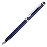 Ручка шариковая со стилусом Silver Soi, металлическая, синяя/серебристая