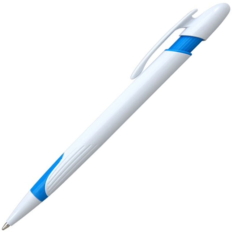 Ручка шариковая, пластиковая, белая/голубой - фото 1 - id-p224805062