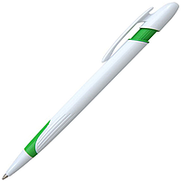 Ручка шариковая, пластиковая, белая/зеленая