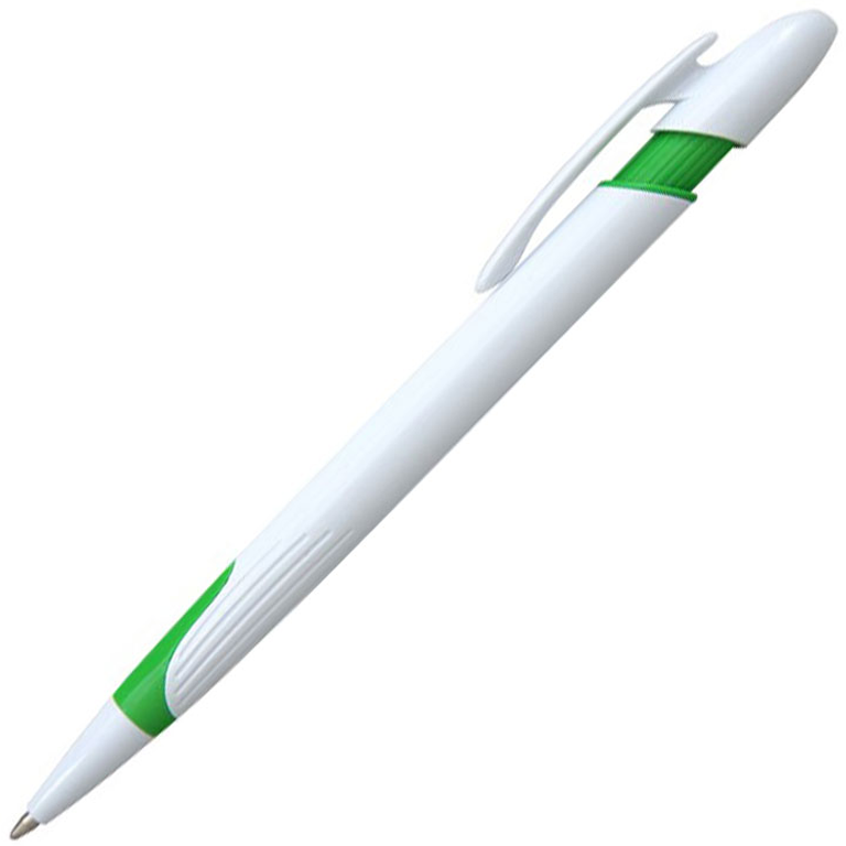 Ручка шариковая, пластиковая, белая/зеленая - фото 1 - id-p224805063