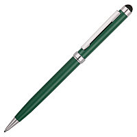 Ручка шариковая со стилусом Silver Soi, металлическая, зеленая/серебристая