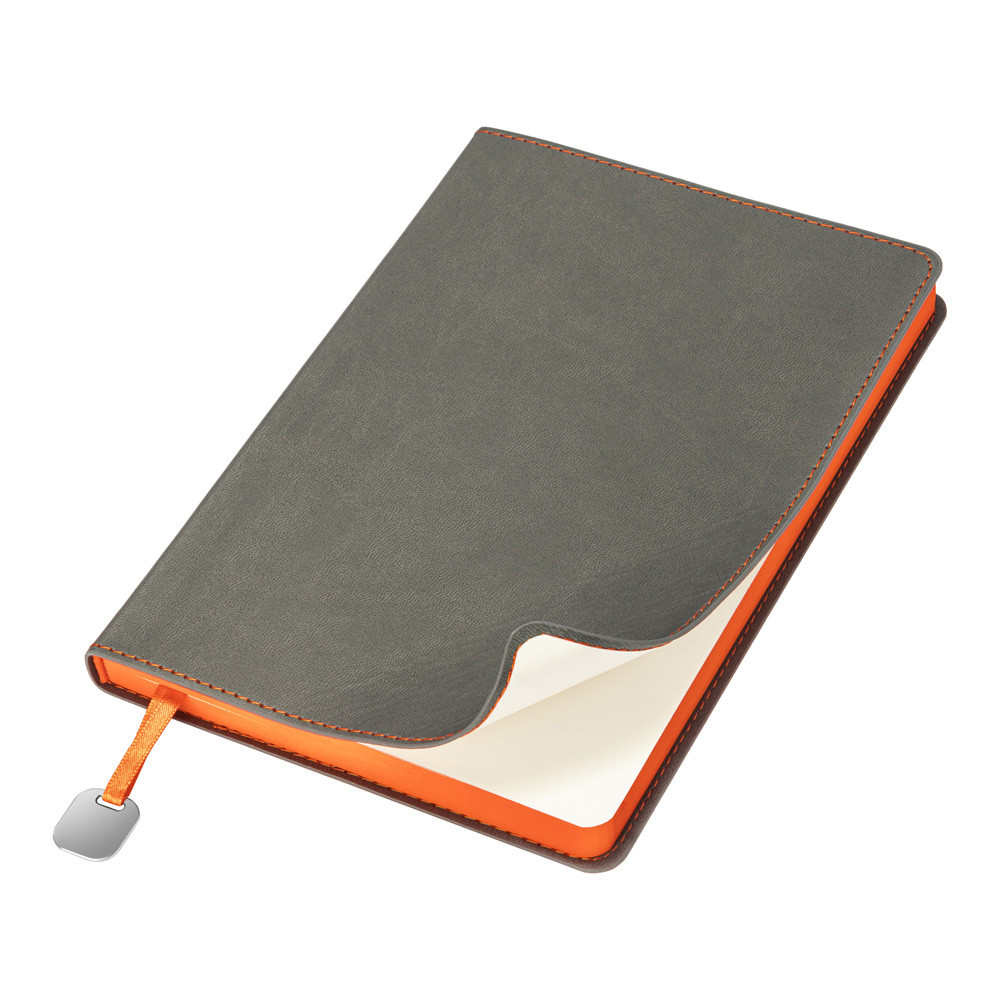 Ежедневник Flexy Latte А5, серый с оранжевым срезом, недатированный, в гибкой обложке - фото 1 - id-p224806047
