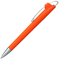 Ручка шариковая, пластиковая, оранжевая/серебристая, АУРА
