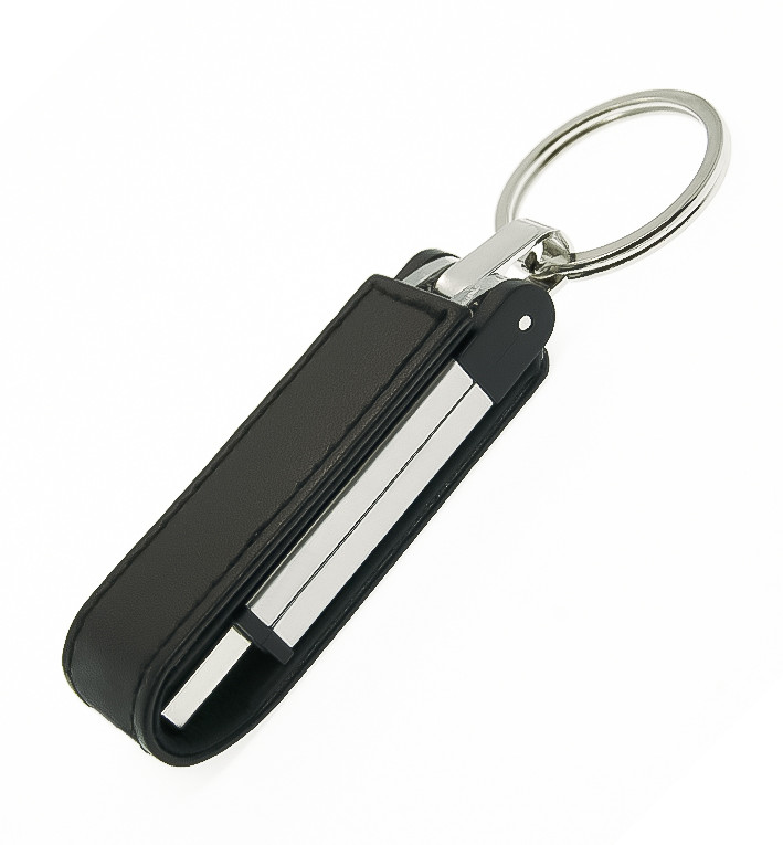 Флеш накопитель USB 2.0 Verona в кожаном чехле 32GB, металл, черный/серебристый - фото 1 - id-p224806059