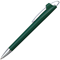 Ручка шариковая, пластиковая, зеленая/серебристая, АУРА