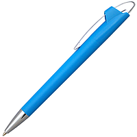 Ручка шариковая, пластиковая, голубой/серебристая, АУРА