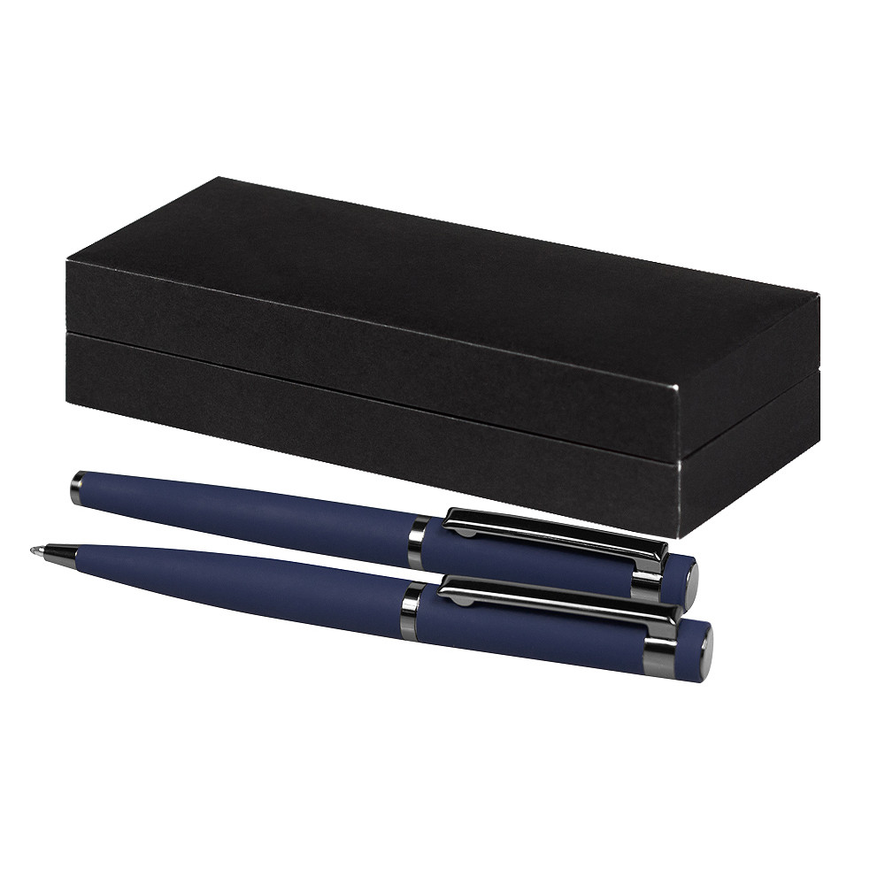 Набор ручек Attashe Solution, черный (ручка шариковая, роллер) в подарочной коробке Cagliari, синий - фото 1 - id-p224807254
