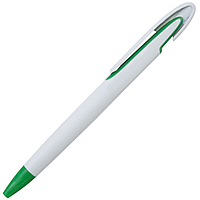 Ручка шариковая, пластиковая, белая/зеленая 348