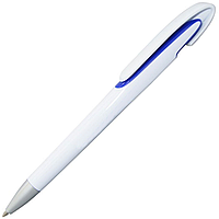 Ручка шариковая, пластиковая, белая/синяя