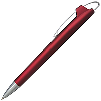 Ручка шариковая, пластиковая, красная/серебристая, АУРА