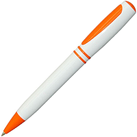 Ручка шариковая, пластиковая, белая/оранжевая