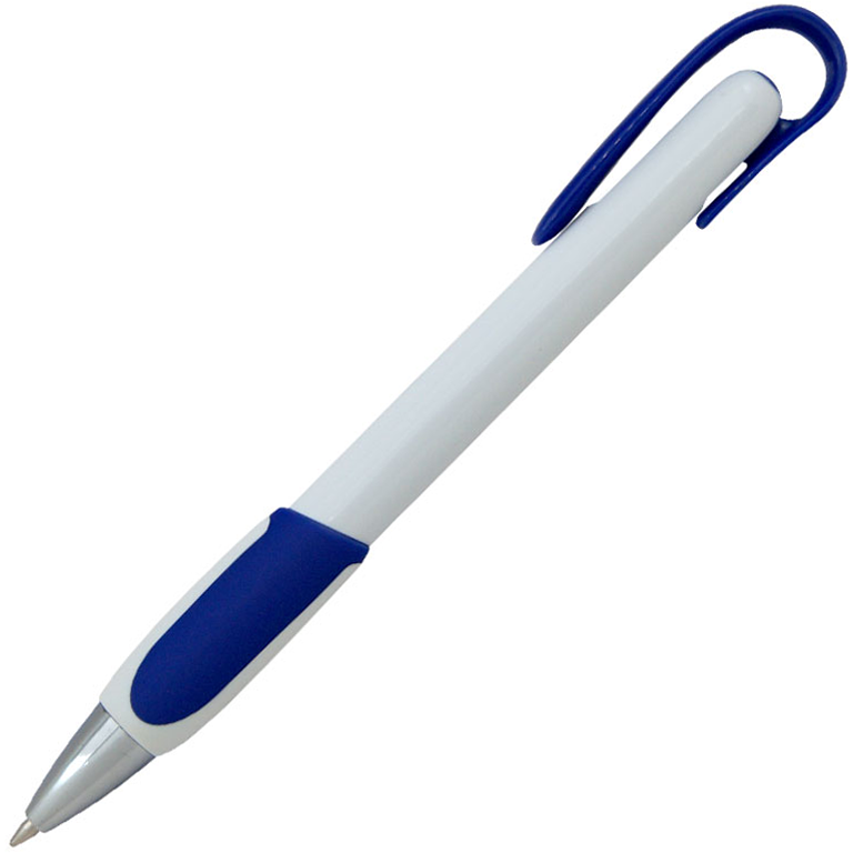 Ручка шариковая, пластиковая, белая/синяя - фото 1 - id-p224805190