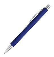 Ручка шариковая Flamingo пластиковая/металлическая, софт тач серебристая/синяя