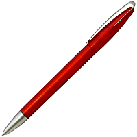 Ручка шариковая, пластиковая, фрост, металлическая, красная/серебристая