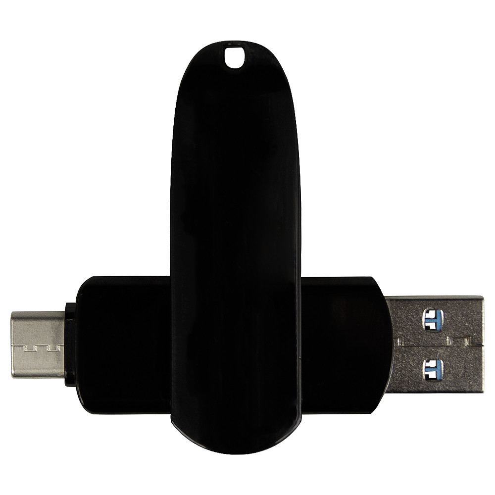 Флеш накопитель USB 3.0 + TYPE C Cupertino, металл, черный матовый, 32 GB - фото 1 - id-p224807345