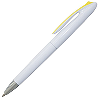 Ручка шариковая, пластиковая, белая/желтая
