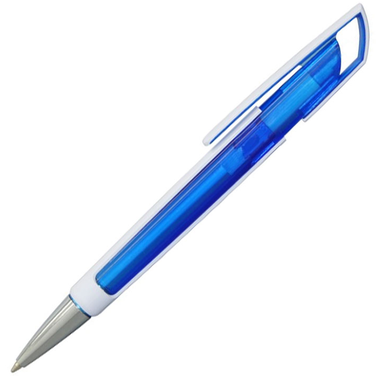 Ручка шариковая, пластиковая, прозрачная, синяя/белая - фото 1 - id-p224805258