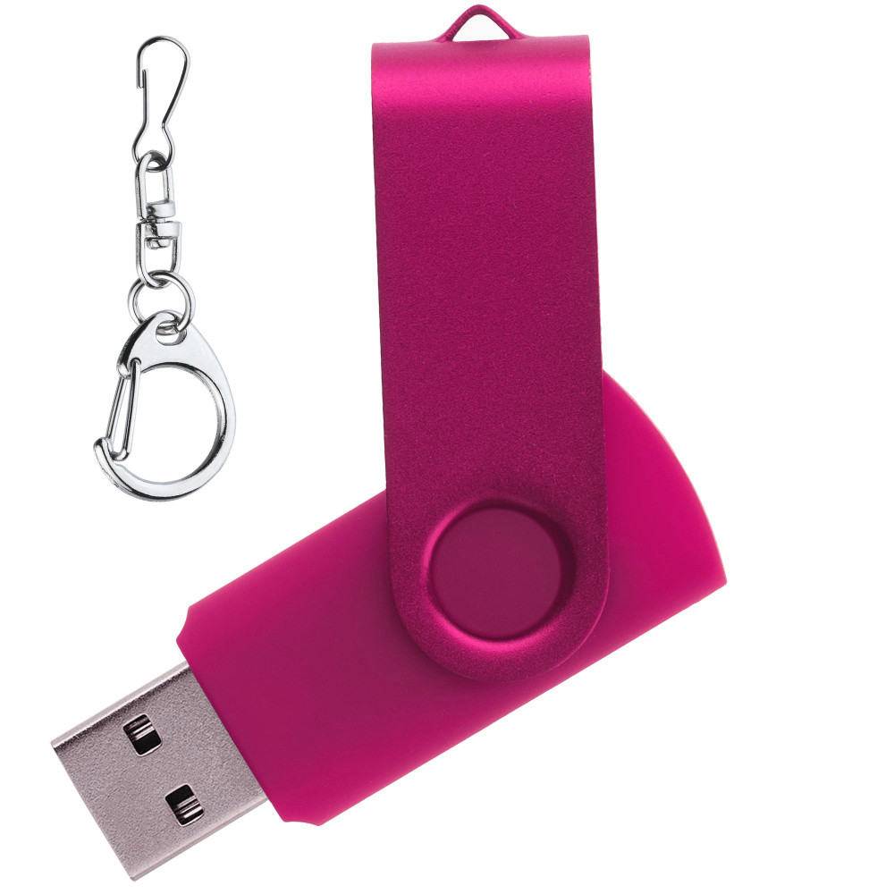 Флеш накопитель USB 2.0 Twister 64GB, пластик Софт Тач/металл, розовый/розовый - фото 1 - id-p224806262