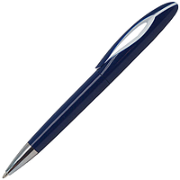 Ручка шариковая, пластиковая, темно синяя/белая