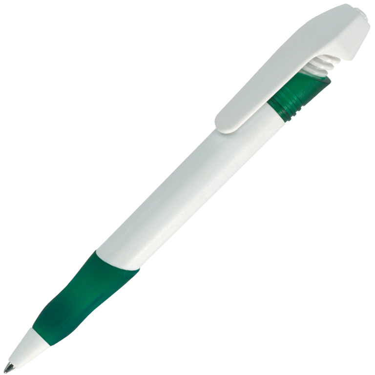 Ручка шариковая, пластиковая, белая/зеленая, NEMO - фото 1 - id-p224805329