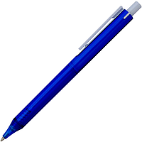 Ручка шариковая, пластиковая, прозрачная, синяя/белая