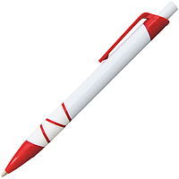 Ручка шариковая, пластиковая, белая/красная