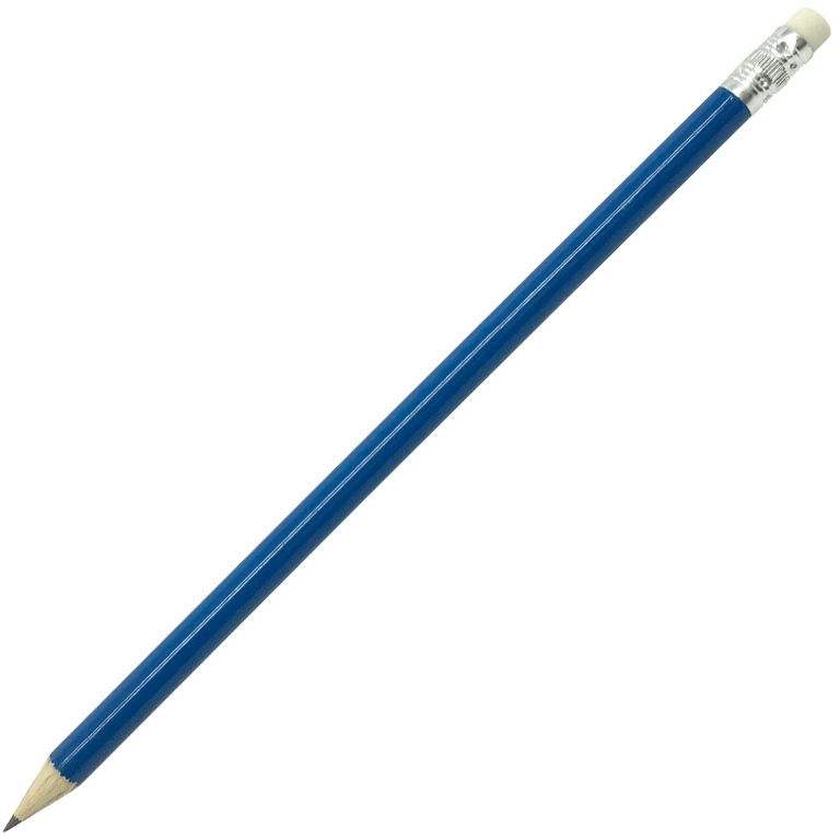 Карандаш деревянный НВ твердость со стеркой, цвет синий - фото 1 - id-p224805390