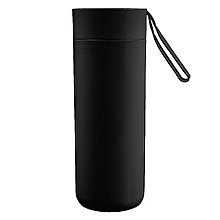Термокружка "Бастион" 400 мл на присоске, с силиконовым ремешком, пластик/металл, черный