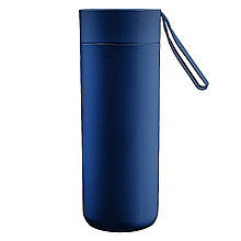 Термокружка "Бастион" 400 мл на присоске, с силиконовым ремешком, пластик/металл, темно-синий