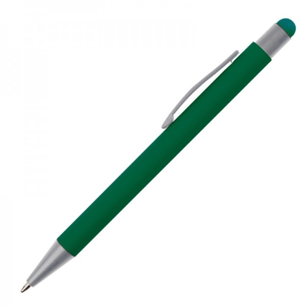 Ручка шариковая металлическая со стилусом SALT LAKE софт тач, металлическая, темно-зеленая - фото 1 - id-p224806407