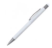 Ручка шариковая металлическаяическая со стилусом SALT LAKE софт тач, металлическая, белая