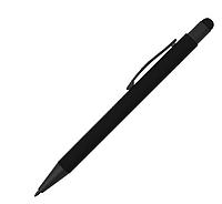 Ручка шариковая металлическая со стилусом SALT LAKE софт тач, металлическая, черная-черная